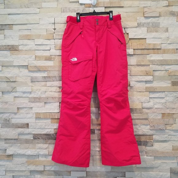 North Face Womens Red Small Ski Snow Pants Bibs Snowboard Winter Suit Bib Ladies - Picture 1 of 8